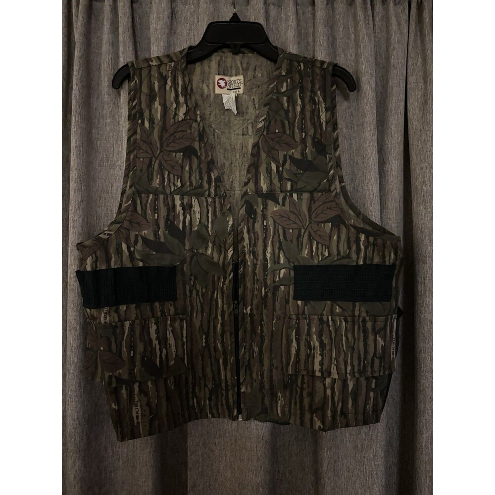 Sports Afield Woodland Camo Hunting Vest Men's L Zipper Multiple Pockets